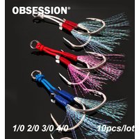 OBSESSION HK004/5/6 1/0 2/0 3/0 4/0 Sea-bream Metal Jig Fishing Hook Double Barbed Jig Carbon Fishhook Carpfishing Accessories