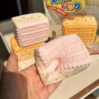 New Squishy Biscuit Butter Thick Cookie Slow Rebound Stress Relief Toy Squeezable Realistic Food Play Gift for Ages 14+