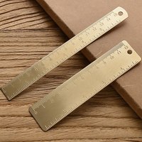 Multifunction Brass Straight Ruler 12/15cm Measuring Tool Scale Ruler 1mm Thicken Bookmark Ruler Gift