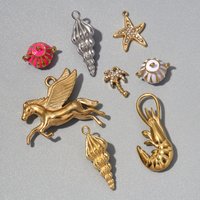 3pcs/lot Pegasus Palm Tree Lobster Stainless Steel DIY Charms Women Jewelry Conch Starfish Sun Kettle Pendant Necklace Making