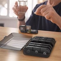 Weekly 21/3 Grids Pill Box Medicine Organizer Black Plastic Storage Box Container Portable Pill Case