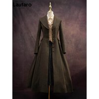 Lautaro Herbst-Winter Langer Warmer Woll- & Mischgewebe-Mantel für Damen mit Schalkragen, Einreihig, Elegant Geschnittener und Ausgestellter Wollmantel