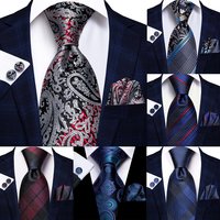 Hi-Tie New Luxury Brand Ties For Men Red Black Paisley Elegant Mens Ties Gentlemen Business Necktie Handky Cufflinks Designer