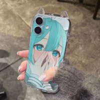 Luxury Comic Girl kitten Phone Case For iPhone 11 12 13 14 15 16 Pro Max XR XS 8 7 Plus X SE Cute Cat Clear Soft Cover