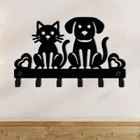 A Mini Key Hook Wall Rack with a Cat And Dog Theme - a Decorative Metal Hook Suitable for Hanging Hats, Keys, And Small Items