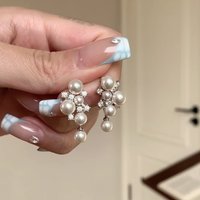 vintage diamond inlay pearl small grape string earrings for women creative light luxury silver 925 earings stud wedding jewelry