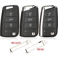 jingyuqin Folding Key Shell For Volkswagen VW Golf7 MK7 Skoda Seat 3Buttons Remote Car Key Case Cover With HU66/HU162T Blade