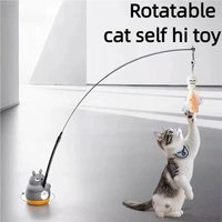 Funny Cat Toy Steel Wire Long Pole Feather Rotating Fishing Stick for Kittens Cute Pet Self-Entertainment Relief Interactive Toy