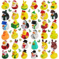24/48 Pcs Christmas Rubber Ducks in Bulk Toys Holiday Rubber Ducks for Jeep Ducking, Xmas Party Favors Decorations