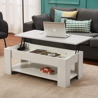 Lift Up Top Coffee Tables with Hidden Storage and Shelf Modern Rectangle Sofa Side End Table for Living Room Office Furniture W