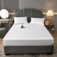 Solid Color Fitted Sheet With Elastic Band Mattress Cover Single Double King Size Skin Friendly Cotton Bed Sheet
