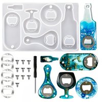 Resin Bottle Opener Mold Set, Beer Bottle Opener Silicone Mold for Epoxy Resin, Wine Bottle Opener Resin Jewelry Casting Mold, DIY Handicraft Making, Set Includes Mold and Tools