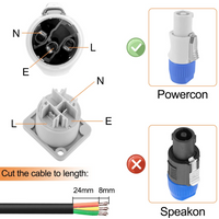 ABGI-For Powercon Connector 3-Pin Male To Female Adapter 10PCS Panel Mount For Neutrik Power Cable, AC 250V 20A For Stage Lights