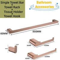 Brushed Rose gold bathroom accessories set wall-mounted towel pole rack robe hook toilet paper rack hardware accessories