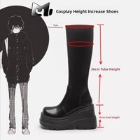 Elevating Unisex High-Top Cosplay Boots 8cm Heel Heightening Shoes for Comic Conventions Comfortable PU Material Fashionable