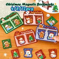 4/8/12 Stück niedliche magnetische Weihnachts-Lesezeichen – 2 Stück geformte Seitenklammern, Studenten-Briefpapier, wiederverwendbares Weihnachtsgesch