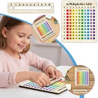 Montessori Wooden Multiplication Table Rainbow Math Learning Board Set Educational Wood Grid Toys For Back To School Gift