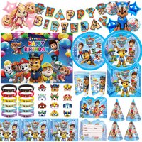 Paw Patrol Birthday Party Decoration Tableware Plates Cups Tablecloth Number Balloon Set Backdrop Banner Gift Bag Party Supplies
