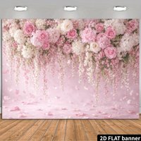 1pc, 2D flat, pink hanging floral wall photography backdrop, visually appealing, suitable for weddings and home dรฉcor. (wsj)