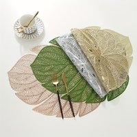 1Pcs Green leaf shaped vinyl meal mat suitable for dining table set of metal plastic green meal mat suitable for wedding annu