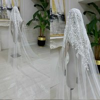 Gorgeous Bridal Veils Appliques Long Cathedral Length Veils with Comb Customized One Layer Wedding Accessories