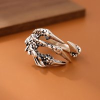New Retro Creative Dragon Claw 925 Sterling Silver Fashion Personality Dark Trend Cool Animal Opening Rings R354