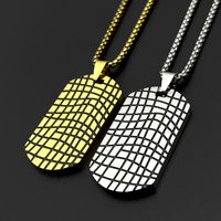 Grid Groove Dog Tag Pendant Necklace For Women Men Hip Hop Stainless Steel Male Punk Street Power Chain Jewelry Accessory