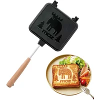 Double-Sided Sandwich Pan Non-Stick Foldable Grill Frying Pan For Bread Toast Breakfast Machine Waffle Pancake Kitchen Supplies