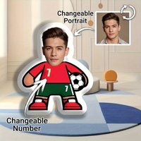 Custom Football Player Pillow Personalized Face Jersey Number Shaped Pillow 3D Soft Decorative Cushion Home Decor Birthday Gift