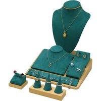 Teal Velvet Jewelry Display Set, Premium Mannequin Bust & Tray Organizer for Necklaces, Earrings, Rings & Bracelets