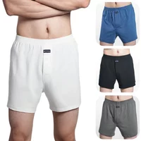 Men's 100% Cotton Boxer Shorts Underwear High Waist Big Underpants Casual Solid Plus Size Aro Pants Pajama Bottoms at home M-3XL