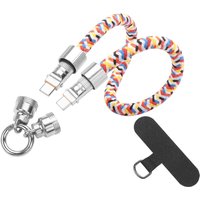 2 in 1 Wrist Strap Lanyard with USB-C Fast Charging Cable, PD65W USB-C Nylon Braid Phone Crossbody Lanyard