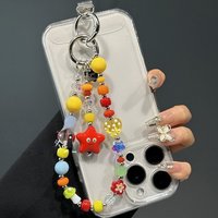 Colorful Stars Bracelet Mobile Phone Chain Camera Bag Hanging Chain Happy Smile Diy Bead Fashin Charms Anti Loss Rope Bracelet