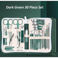 30 Pcs SetProfessional Stainless Steel Nail Clipper Set Green Nail Tools Manicure Pedicure Set of 30pcs Travel Grooming Kit