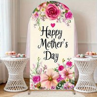 VIKAMA Watercolor Rose Mother's Day Arch Backdrop – Mother's Day Party Decorations, Family Gathering Decorative Backdrop