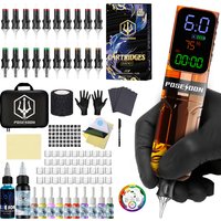 POSEIDON Tattoo Kit V5 with Large Color Screen Tattoo Pen Kit for Permanent Makeup Tattoo Machine Kit Tattoo Kit Full Set