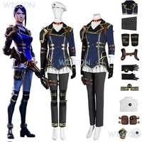 Customized Cosplay Game Caitlyn Kiramman Cosplay Costume Wig Policer Woman Uniform Pants Jacket Halloween Christmas Con Clothes