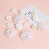 White Artificial Flower Head Chiffon Fake Flowers Home Decor Wedding Decoration 2023 New Year Christmas DIY Wreath Handicraft
