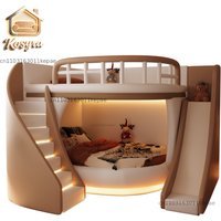 2026 new B & B double children's bed high and low bunk small apartment mother and child soft bag leather bed