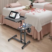 Dual Countertop Mobile Tattoo Table, Height Adjustable Tattoo Workstation with Arm Rest and Universal Wheels