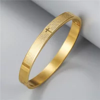 100% Unfading Titanium Steel Bracelet Men Minimalist Open Design Bangle Hombre Hiphop Rock Cross Braslet Gift For Him Fashion