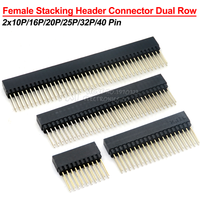 1PCS 2.54mm 2x10P/16P/20P/25P/32P/40 Pin Female Stacking Header Connector Dual Row 2x20P PC104 For Raspberry Pi 2