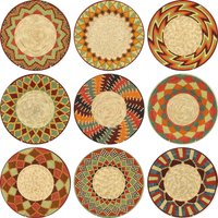 Traditional Ethiopian Floral Pattern Circle Background Africa Colorful Basket Mexican Party Cultural Round Cover Decor Backdrop