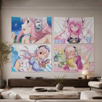 Cute S-Super S-Sonico Flags Wall Hanging Background Art Banner for Bedroom Home Outdoor Decor