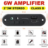 6W Amplifier DC 5V MP3 WMA Decoder Board Bluetooth 5.0 Audio Module USB TF Radio Wireless FM Receiver 2*3W MP3 Player For Car