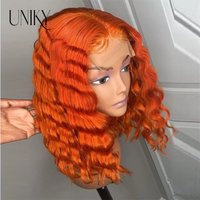 Ginger Orange Deep Wave Short Bob Wig 13X4 Lace Front Wig Human Hair Brazilian Loose Deep Wave 4x4 Lace Closure Wigs for Women
