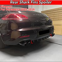 For Porsche Panamera 2010-2016 Car Rear Bumper Lip Diffuser Shark Fins Spoiler Body Kit Protector Gloss Black Accessories ABS