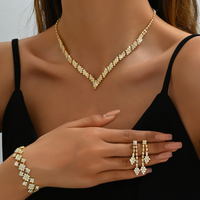 New bride necklace accessory women's neckpiece export European and American two-piece set of rhinestone jewelry set
