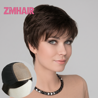 Rich Chocolate #2 Dark Brown Pixie Cut Wig 6x6 Silk Base PU Front Glueless Wear and Go Wig 100% Brazilian Remy Hair Short Wigs