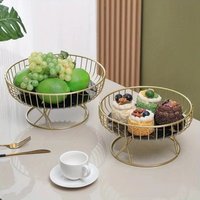 Durable European Luxury Fruit Cake Tray Creative Design Snack Display Fruit Basket Large Round Snack Tray Home Decor